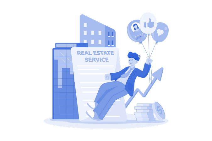 Real estate agent is providing details to clients  Illustration