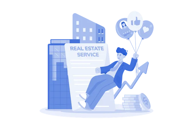 Real estate agent is providing details to clients  Illustration