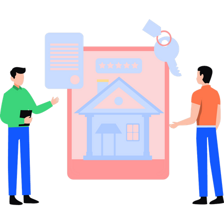 Real estate agent providing house online  イラスト