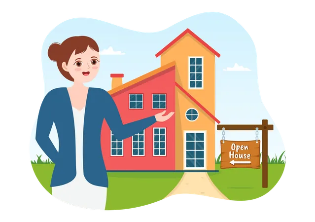 Real Estate Agent showing home  Illustration