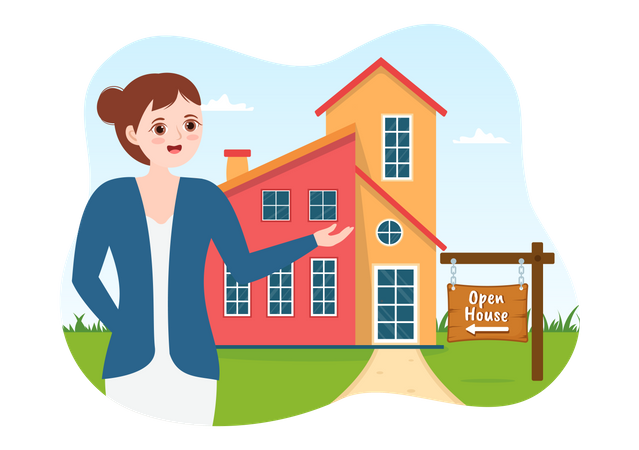 Real Estate Agent showing home  Illustration