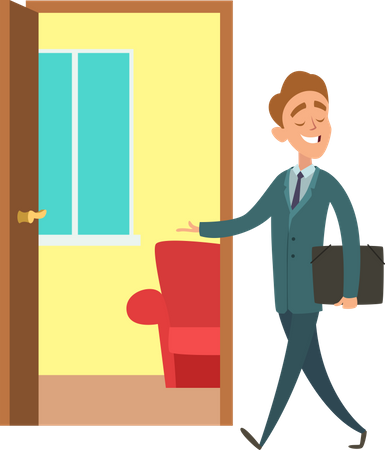 Real estate agent showing house  Illustration