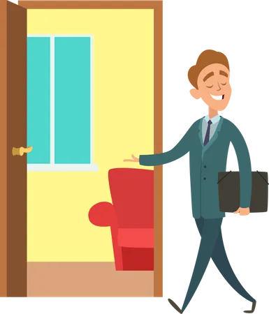 Real estate agent showing house  Illustration