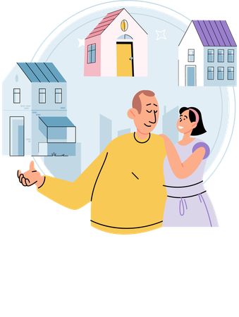 Real estate agent showing house property  Illustration