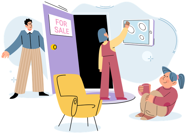 Real estate agent showing house property  Illustration