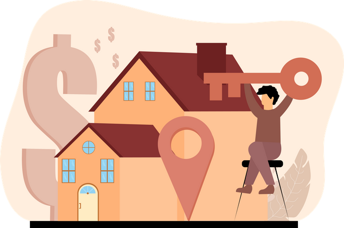 Real Estate agent with key  Illustration