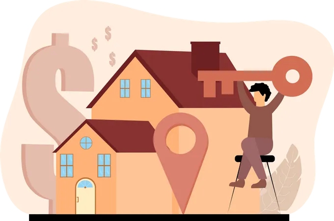Real Estate agent with key  Illustration