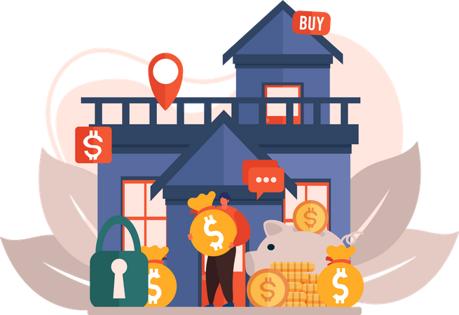 Real estate agent with money Illustration