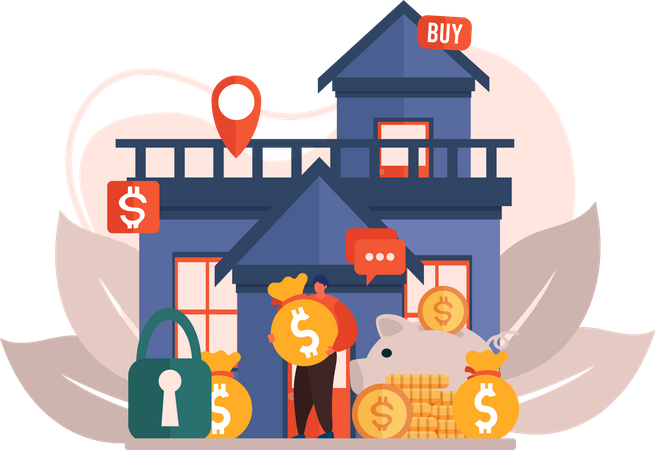 Real estate agent with money  Illustration