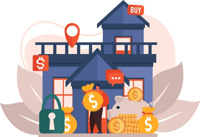 Real estate agent with money  Illustration