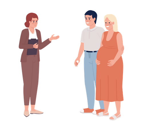 Real estate agent with pregnant couple Illustration