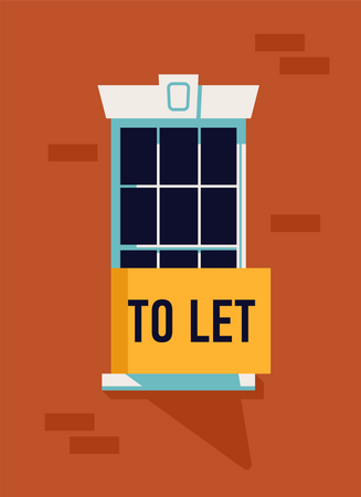 Real estate apartment renting market with window with To Let sight on it  Illustration