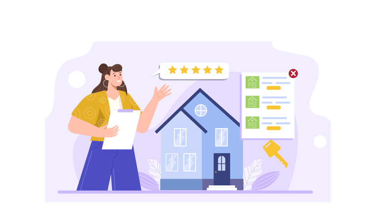 Real Estate Broker showing property review  Illustration