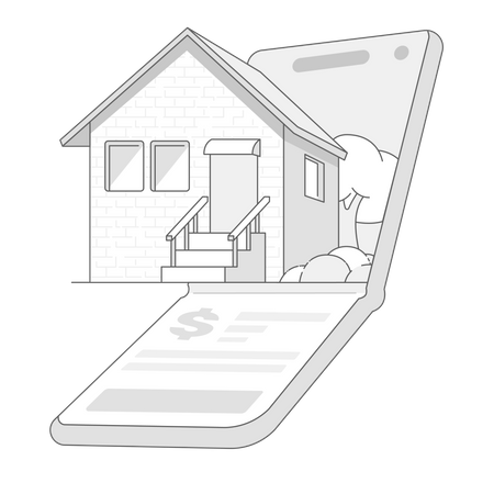 Real Estate Building Sale or Rent on Mobile  Illustration