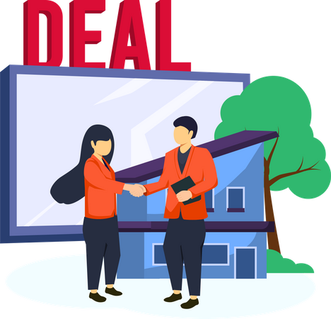 Real estate business deal handshake  Illustration