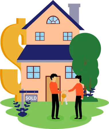 Real estate giving key to man  Illustration