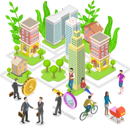 Isometric Flat Vector Concept Of Investment In Property Real Estate Deal Mortgage Illustration