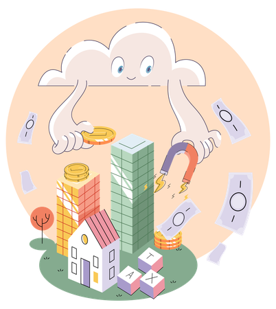 Real estate investment from cloud  Illustration
