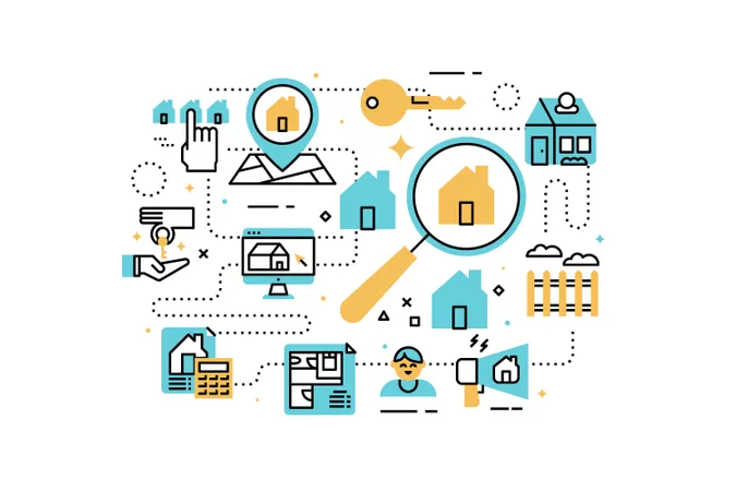 Real Estate line icons illustration  Illustration