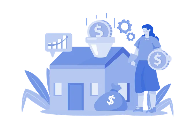 Woman Visiting Property With Real Estate Agent Illustration