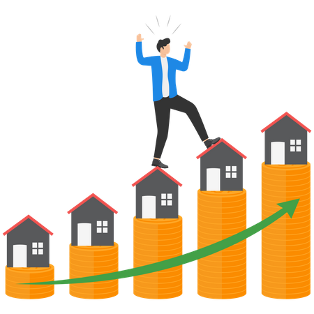 Real estate market price rising up chart  Illustration
