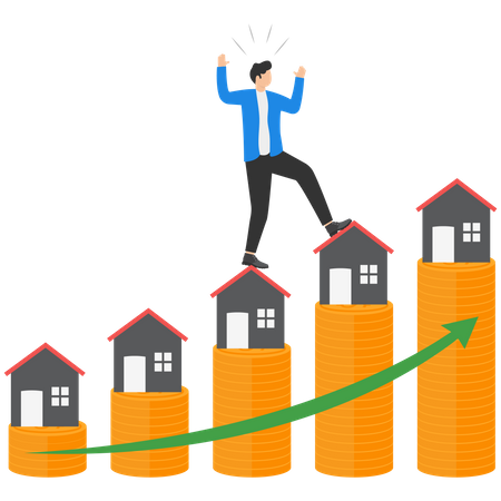 Real estate market price rising up chart  Illustration