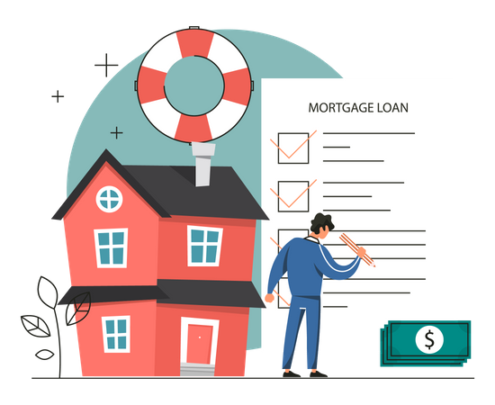 Real estate mortgage loan document signature Illustration