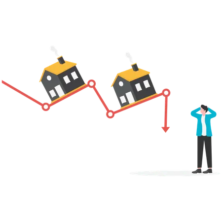 Real estate prices fall down  Illustration