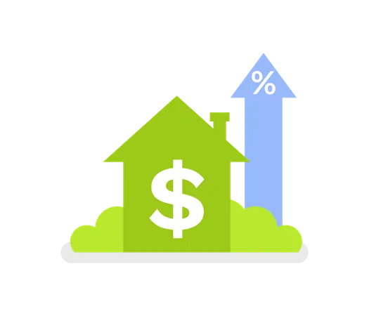 Dollar Sign And House Vector Isolated Icon Of Building With Money Symbol And Raising Arrow Profitable Field With Growing Benefit On Market Flat Style Illustration