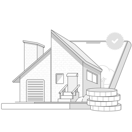 Real Estate Sale or Rent on Desktop  Illustration