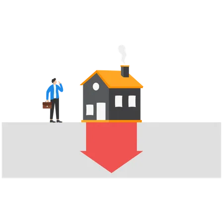 Real Estate Value Is Going Down Due To Falling Home Prices Business Value Vector Illustration イラスト