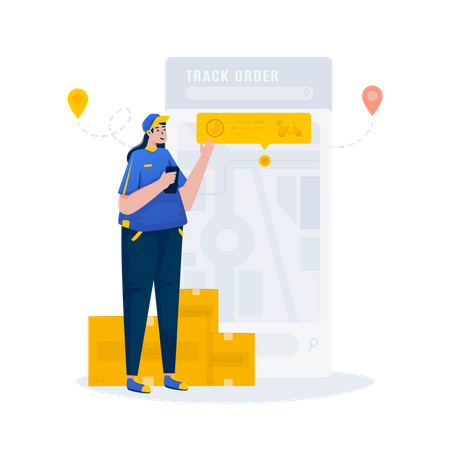 Realtime tracking delivery  Illustration