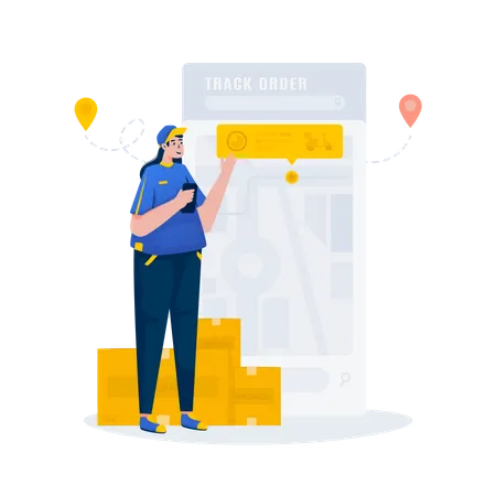 Realtime tracking delivery  Illustration