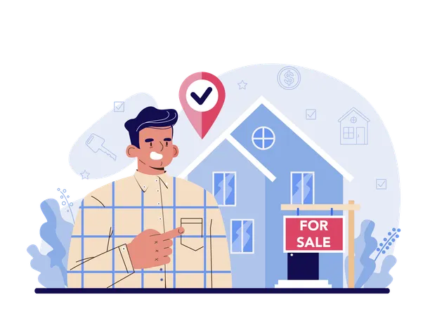 Real Estate Agent Realtor Assistance And Help In Mortgage Contract Real Estate Market Searching Inspection Contracting Flat Vector Illustration Illustration