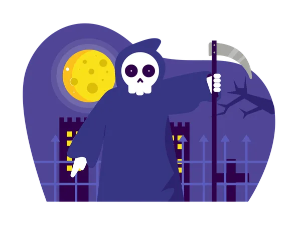 Reaper at halloween Night  Illustration