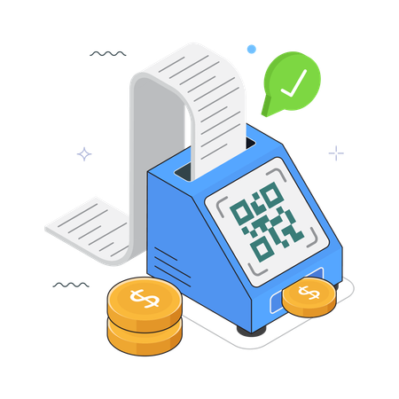 Receipt with QR Code  Illustration
