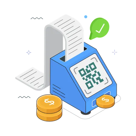 Receipt with QR Code  Illustration