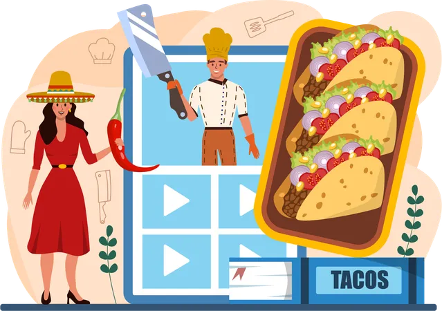 Receita de tacos online  Ilustração