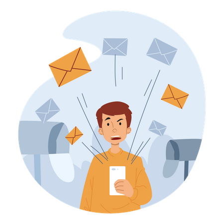 Receiving spam Emails Illustration