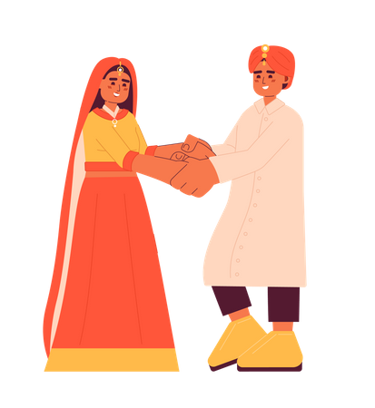 Recepção dos noivos indianos  Ilustração