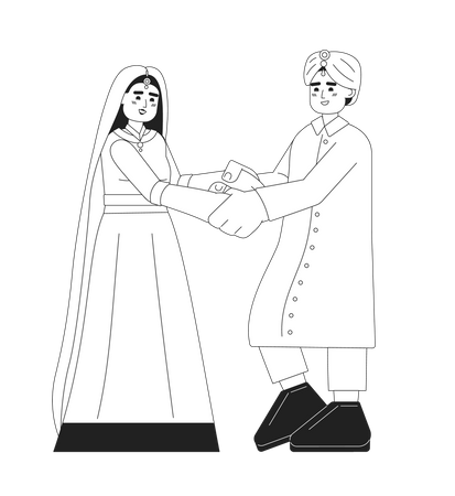 Recepção dos noivos indianos  Ilustração