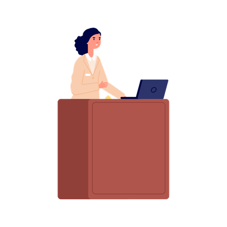 Recepção feminina do hotel  Ilustração