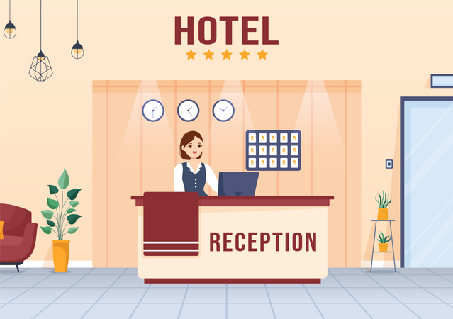 Recepcion del hotel  Ilustración