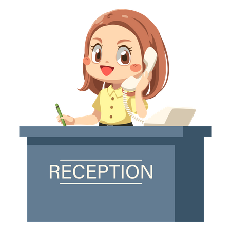 Recepcionista falando ao telefone  Ilustração