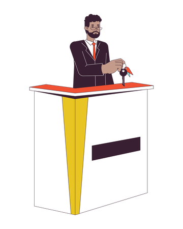 Recepcionista masculina na recepção do hotel  Ilustração