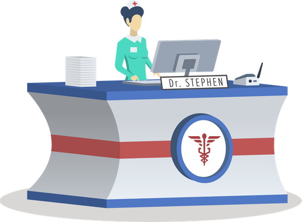 Receptionist at medical center  Illustration