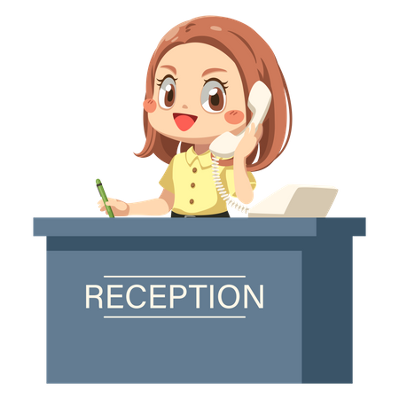 Receptionist talking on phone  Illustration