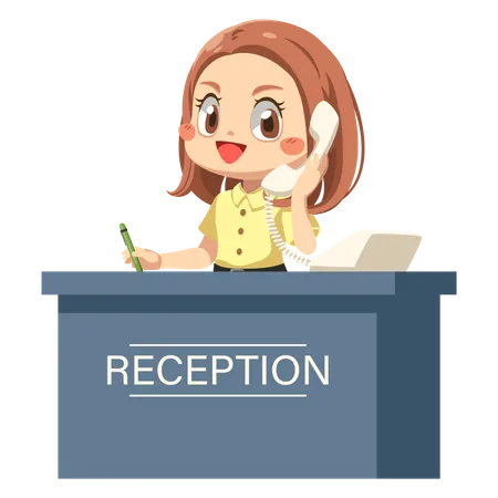 Receptionist talking on phone  Illustration