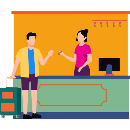 The Receptionist Is Talking To The Customer Illustration