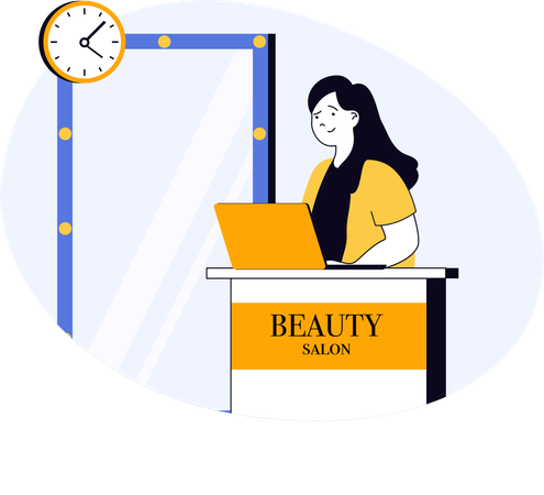 Receptionist working at salon counter  Illustration